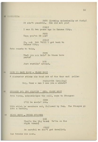 Moe Howard's 33pp. Script Dated April 1937 for The Three Stooges Film ''Goofs and Saddles'' -- Very Good Condition